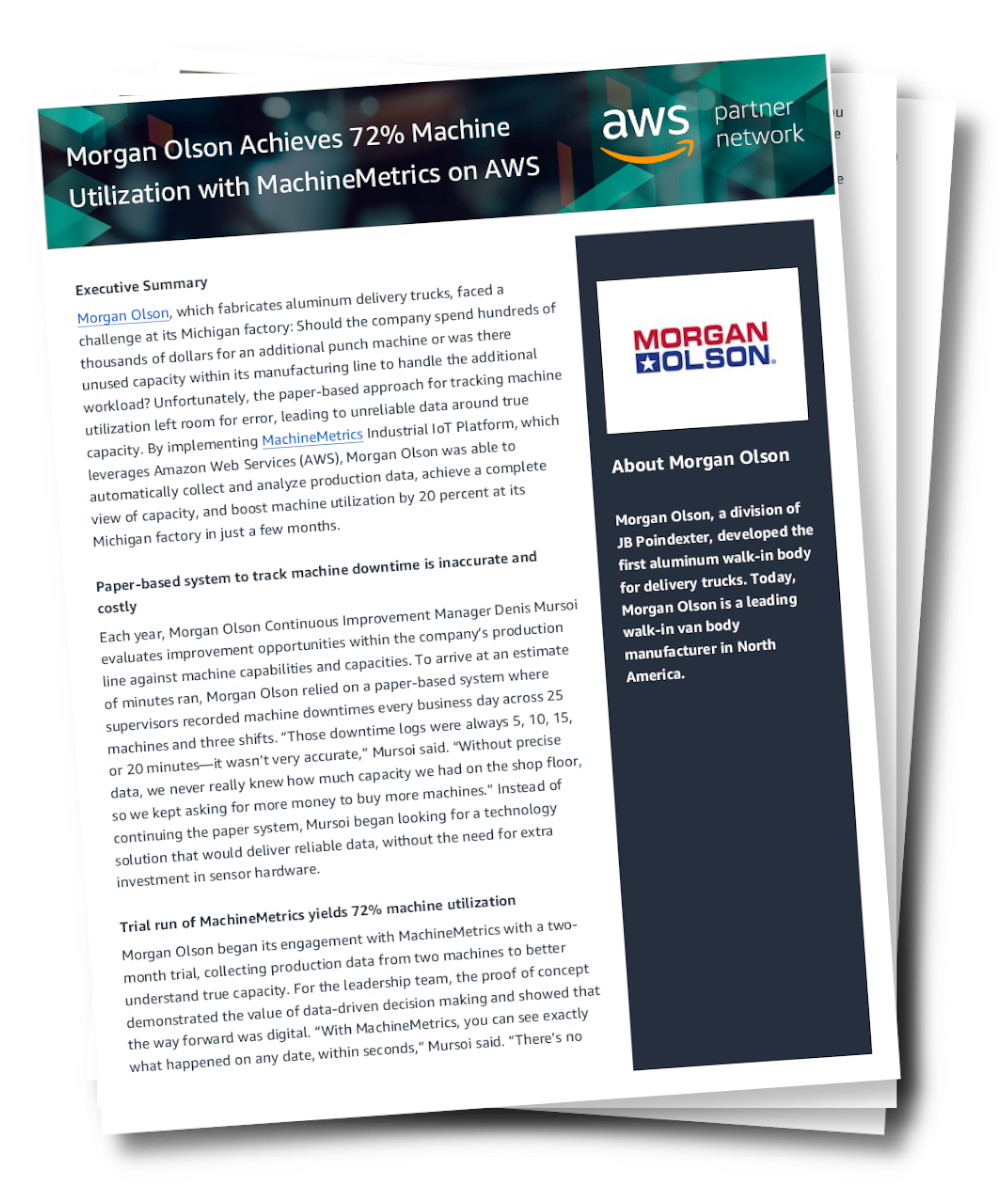 Morgan Olson通过MachineMetrics实现了72％的机器利用率